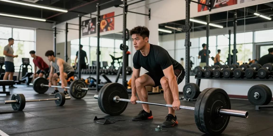 Prime Pharma Steroids gebruikt door atleet tijdens deadlift in moderne sportschool.