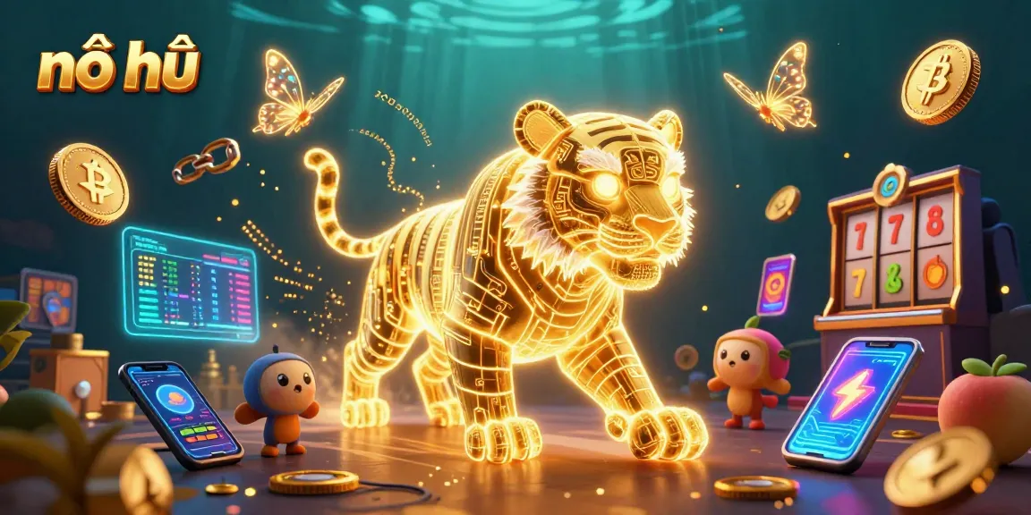 Experience exciting nổ hũ action with a vibrant casino scene featuring glowing 3D elements.