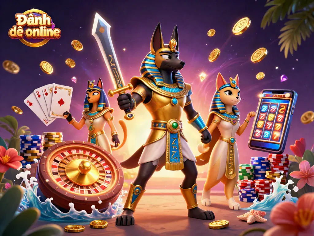 Bet on Đánh đề online with ancient gods in a vibrant casino scene filled with excitement.