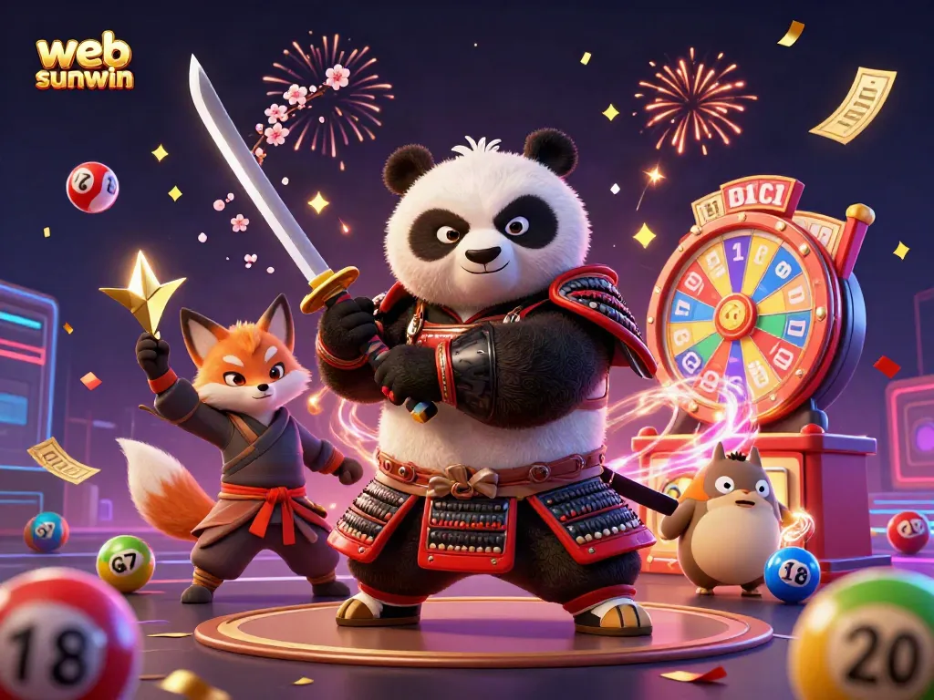 Experience the excitement of web sunwin with dynamic characters and gambling elements in a vibrant casino scene.