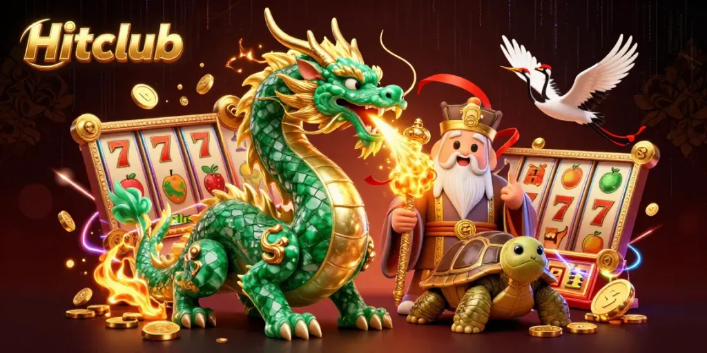 Experience thrilling Slot gaming at Hitclub with an epic scene of dragon and lucky elements.