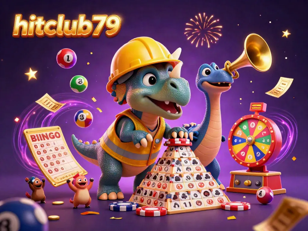 Experience the excitement of hitclub79 with playful characters celebrating big wins in a dynamic casino scene.