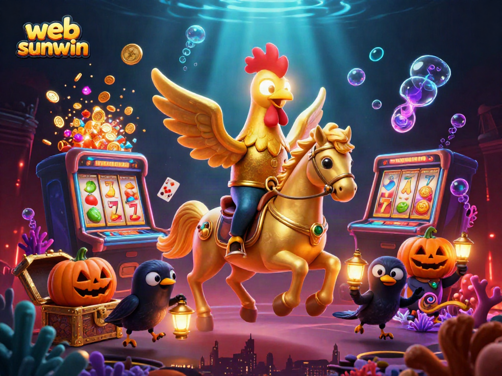 Experience web sunwin with vibrant casino elements featuring treasure, slots, and dynamic characters.