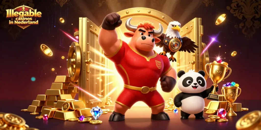 Illegale casino's in Nederland bespelen, met een overwinning vastgelegd door een sterke mascotte.