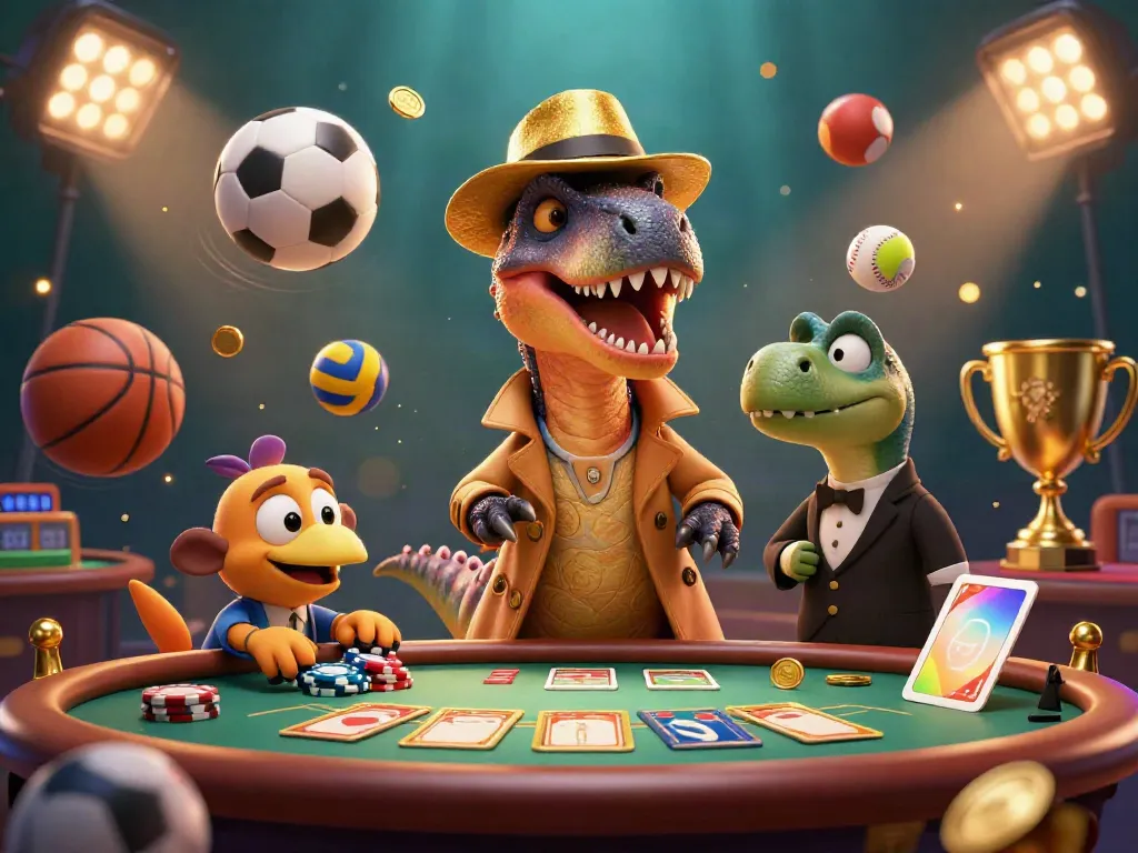 Experience thrilling gameplay at AE8888 with a cartoon velociraptor at a blackjack table.