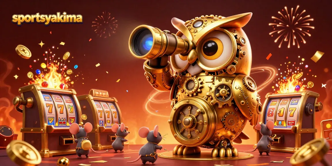 Experience thrilling wins at sportsyakima with a vibrant casino scene featuring a golden owl.