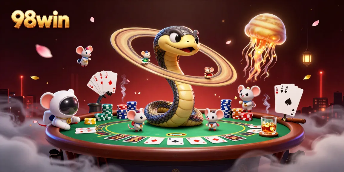 98win gamblers place bets on a vibrant cosmic roulette wheel with sci-fi elements.