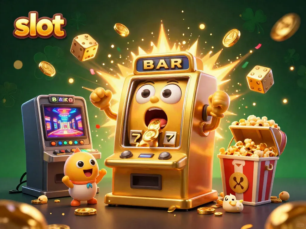 Celebrate winning moments with exciting slot machine jackpots and cheerful characters.