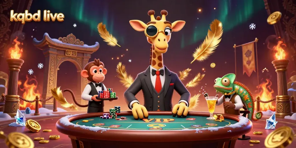 Experience the thrill of kqbd live with a high-roller giraffe and a vibrant casino atmosphere.